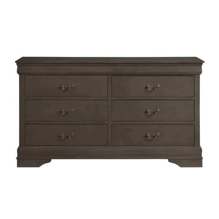 brown grey dresser Modus Furniture Dorsey Six Drawer Dresser in Basalt Grey