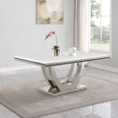 Kerwin Rectangle Faux Marble Top Dining Table White and Chrome