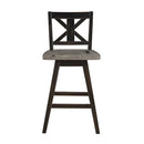 Amsonia Swivel Counter Height Chair in Gray and Black (Set of 2)
