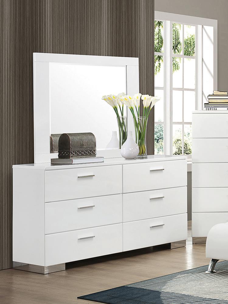 Felicity Rectangle Dresser Mirror Glossy White
