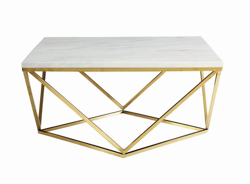 Elana Rectangle 2-shelf Coffee Table Glossy White