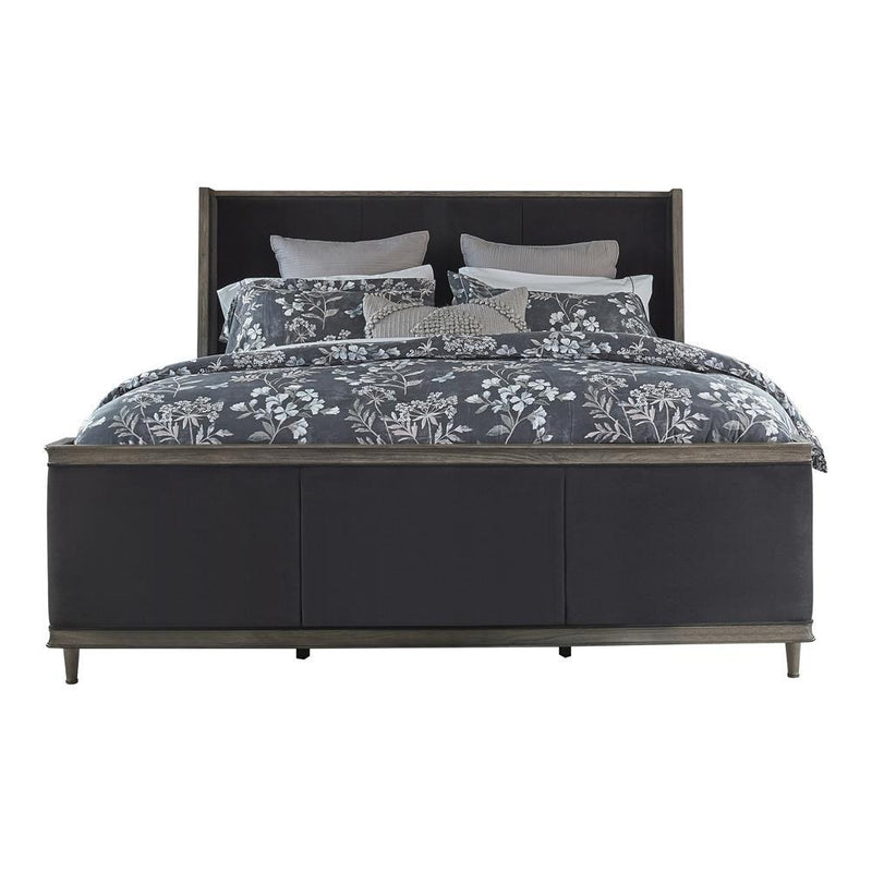 Alderwood Queen Upholstered Panel Bed Charcoal Grey