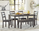 Bridson Dining Table and Chairs with Bench (Set of 6) - Furniture Warehouse (GA)