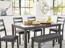 Bridson Dining Table and Chairs with Bench (Set of 6) - Furniture Warehouse (GA)