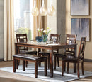 Bennox Dining Table and Chairs with Bench (Set of 6) - Furniture Warehouse (GA)