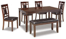 Bennox Dining Table and Chairs with Bench (Set of 6) - Furniture Warehouse (GA)