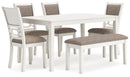 Erinberg Dining Table and 4 Chairs and Bench (Set of 6) - Furniture Warehouse (GA)