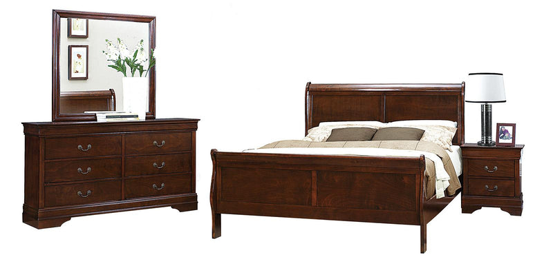 Homelegance Mayville Queen Sleigh Bed in Brown Cherry 2147-1