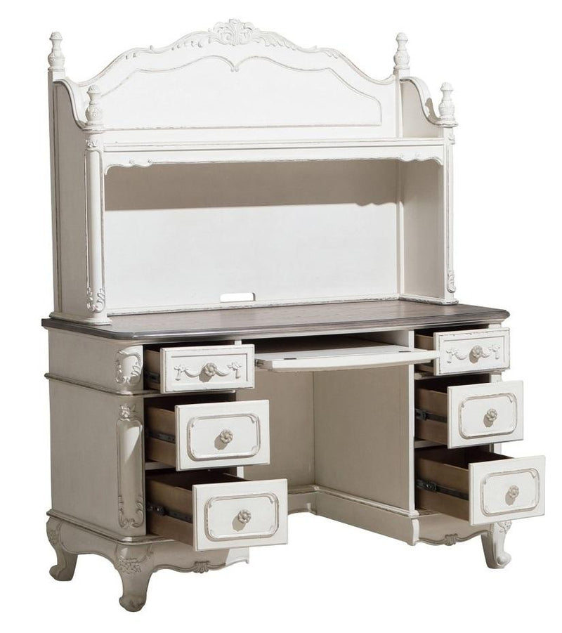 Homelegance Cinderella Writing Desk in Antique White with Grey Rub-Through 1386NW-11