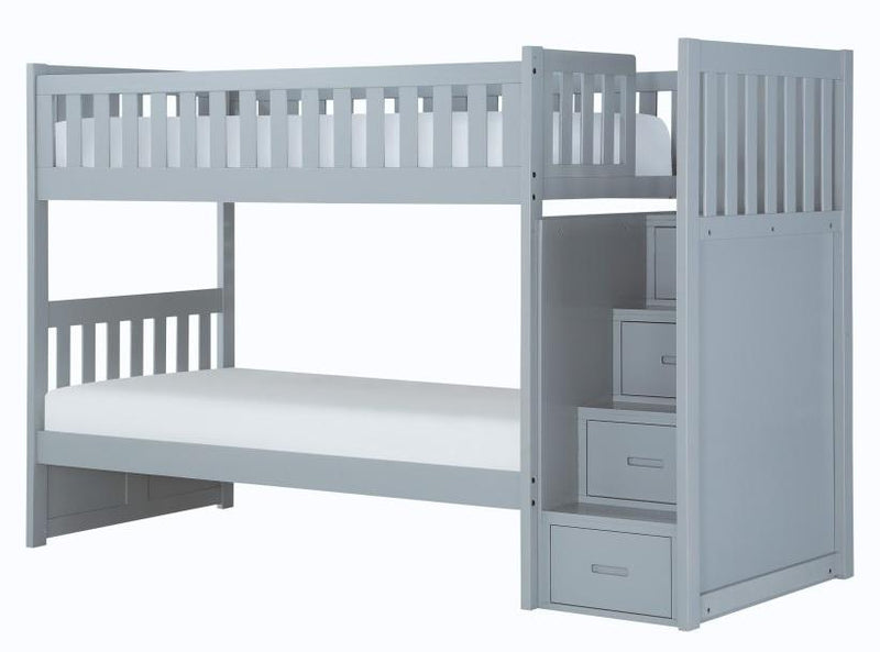 Homelegance Orion Bunk Bed w/ Reversible Step Storage in Gray B2063SB-1*