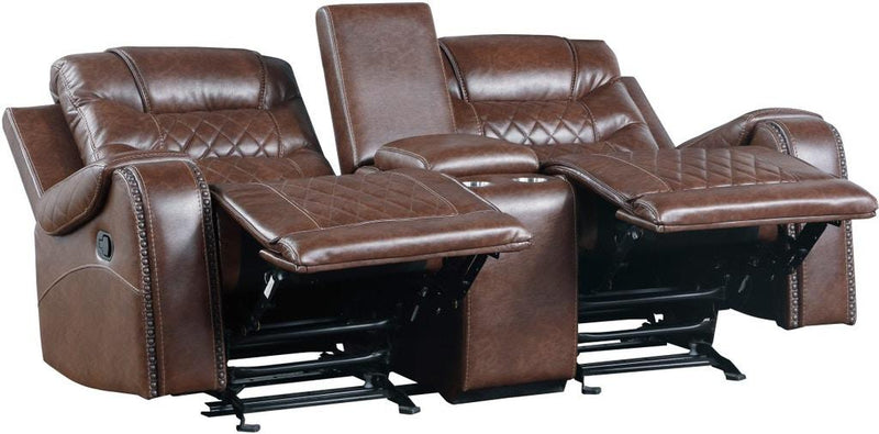 Homelegance Furniture Putnam Double Glider Reclining Loveseat in Brown 9405BR-2