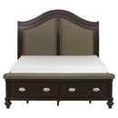Marston Queen Sleigh Storage Bed in Dark Cherry 2615DC-1