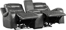 Putnam Power Double Reclining Loveseat in Gray 9405GY-2PW