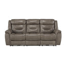 Danio Power Double Reclining Sofa with Power Headrests in Brownish Gray 9528BRG-3PWH