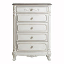 Cinderella 5 Drawer Chest in Antique White with Grey Rub-Through 1386NW-9