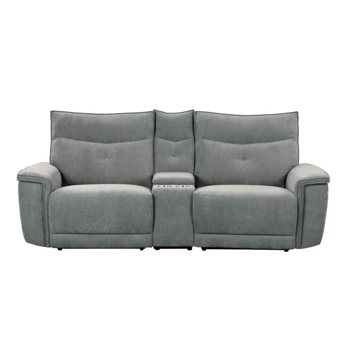 Tesoro Power Double Reclining Loveseat in Dark Gray 9509DG-2CNPWH*