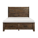 Jerrick Queen Sleigh Platform Bed with Footboard Storage in Burnished Brown 1957-1* - Furniture Warehouse (GA)