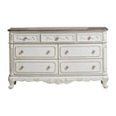 Cinderella 7 Drawer Dresser in Antique White with Grey Rub-Through 1386NW-5