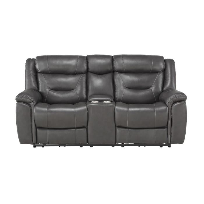 Danio Power Double Reclining Loveseat with Power Headrests in Dark Gray 9528DGY-2PWH