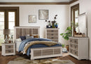 Arcadia Queen Panel Bed in White & Weathered Gray 1677-1* - Furniture Warehouse (GA)