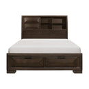 Chesky King Bookcase Bed with Footboard Storage in Warm Espresso 1753K-1EK*