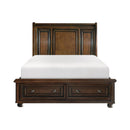 Cumberland Queen Sleigh Platform Bed with Footboard Storage in Brown Cherry 2159-1*