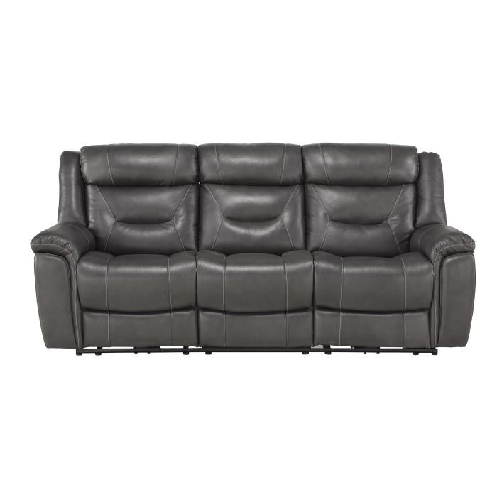 Danio Power Double Reclining Sofa with Power Headrests in Dark Gray 9528DGY-3PWH