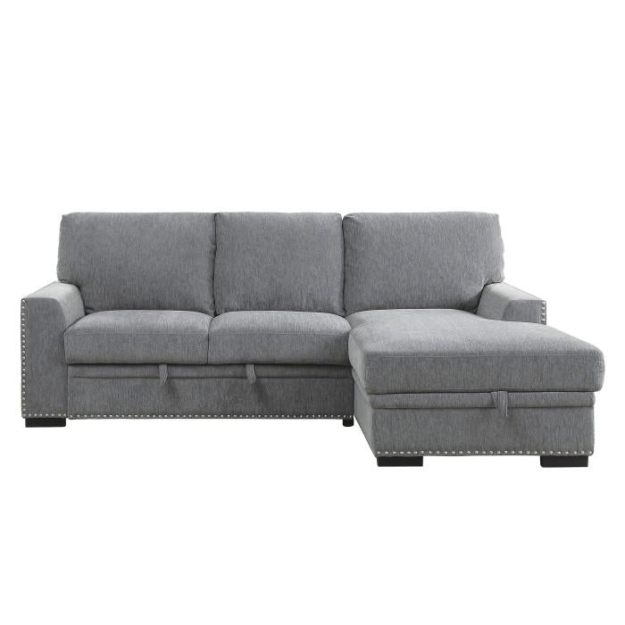 Morelia 2pc Sectional with Pull Out Bed and Right Chaise in Dark Gray 9468DG*2RC2L