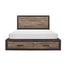 Miter Queen Platform Bed with Footboard Storage in Rustin Mahogany & Dark Ebony 1762-1*