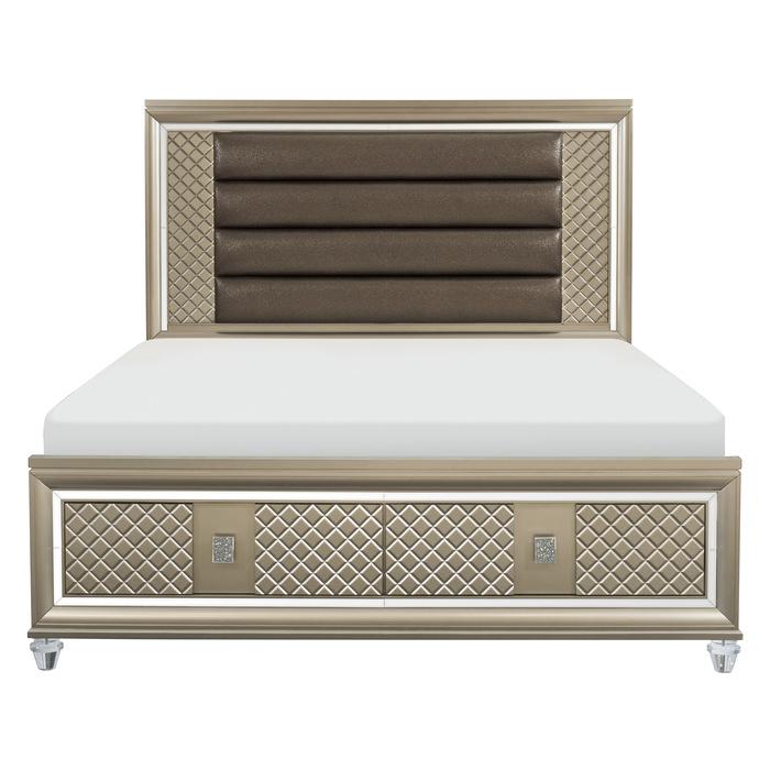 Loudon Queen Platform with Storage Bed in Champagne Metallic 1515-1*
