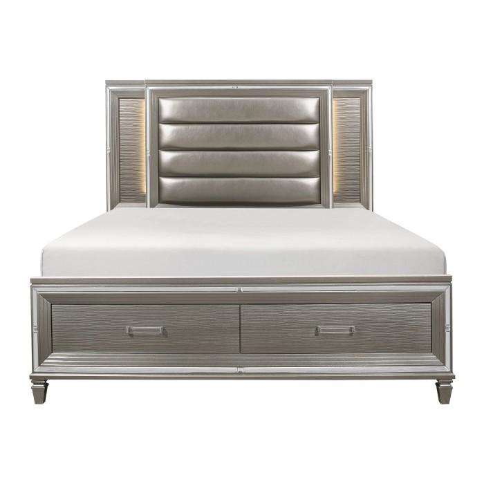 Tamsin King Upholstered Storage Bed in Silver Grey Metallic 1616K-1EK*