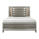 Tamsin Queen Upholstered Storage Bed in Silver Grey Metallic 1616-1*