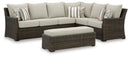 Brook Ranch Outdoor Sofa Sectional/Bench with Cushion (Set of 3) - Furniture Warehouse (GA)