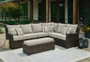 Brook Ranch Outdoor Sofa Sectional/Bench with Cushion (Set of 3) - Furniture Warehouse (GA)