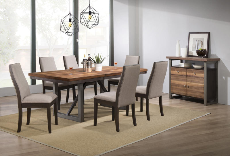 Spring Creek 7-piece Dining Room Set Natural Walnut and Chocolate Brown image