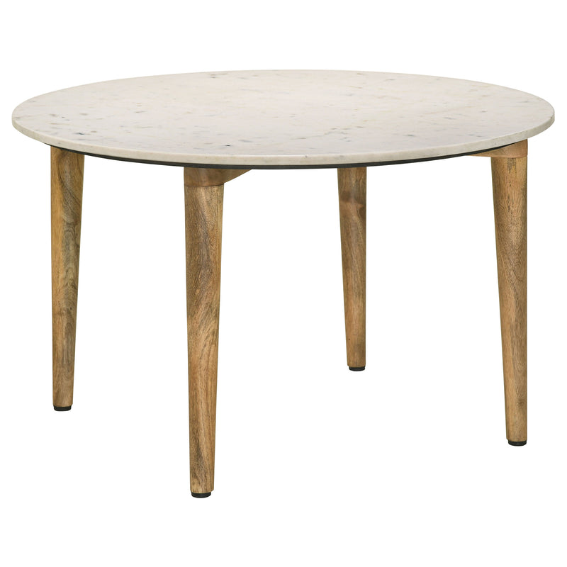 Aldis Round Marble Top Coffee Table White and Natural image